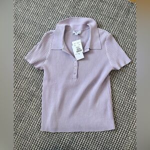 Lilac Ribbed Polo Shirt